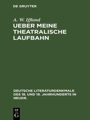 cover image of Ueber meine theatralische Laufbahn